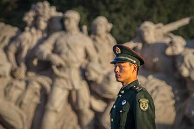 Guarding the War Memorial,-Tianamen-Square