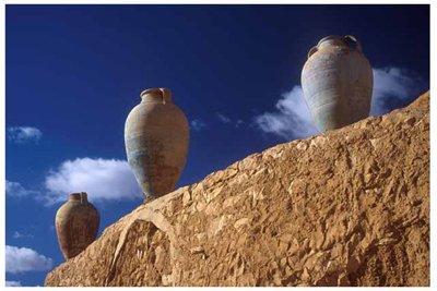 Urns outside Troglodyte home at Matmata